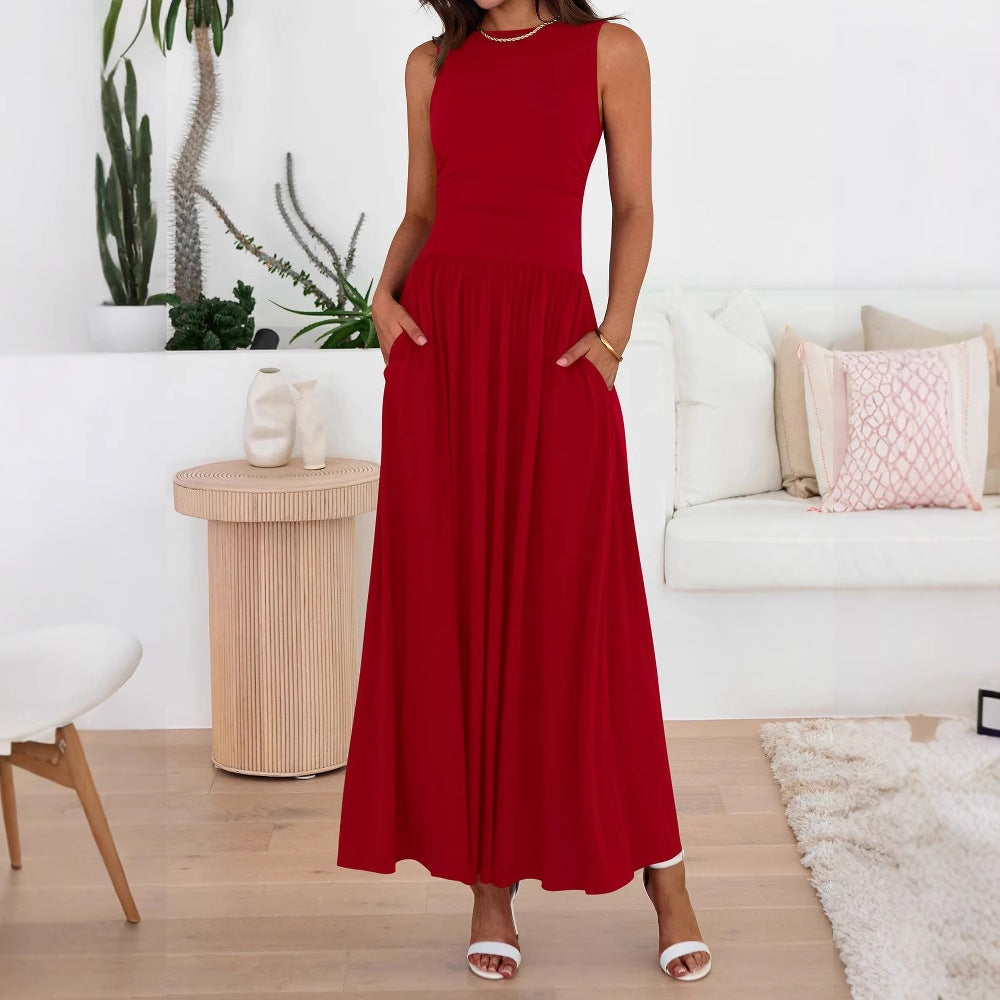 Women's Pocket Maxi Dress - Relaxed Long Skirt Day Style