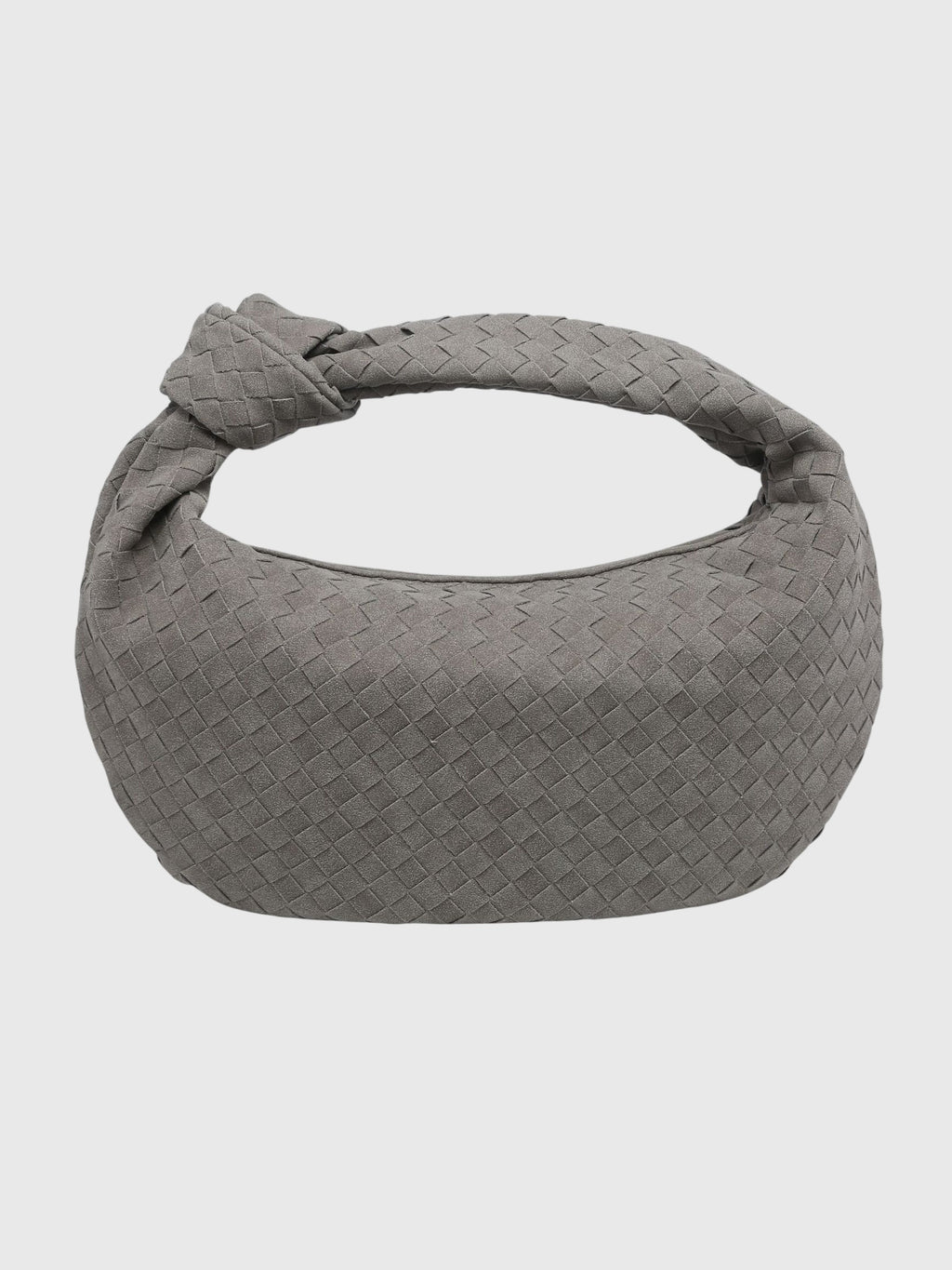 Women’s Medium Suede Woven Bag – Elegant Knotted Chic Style