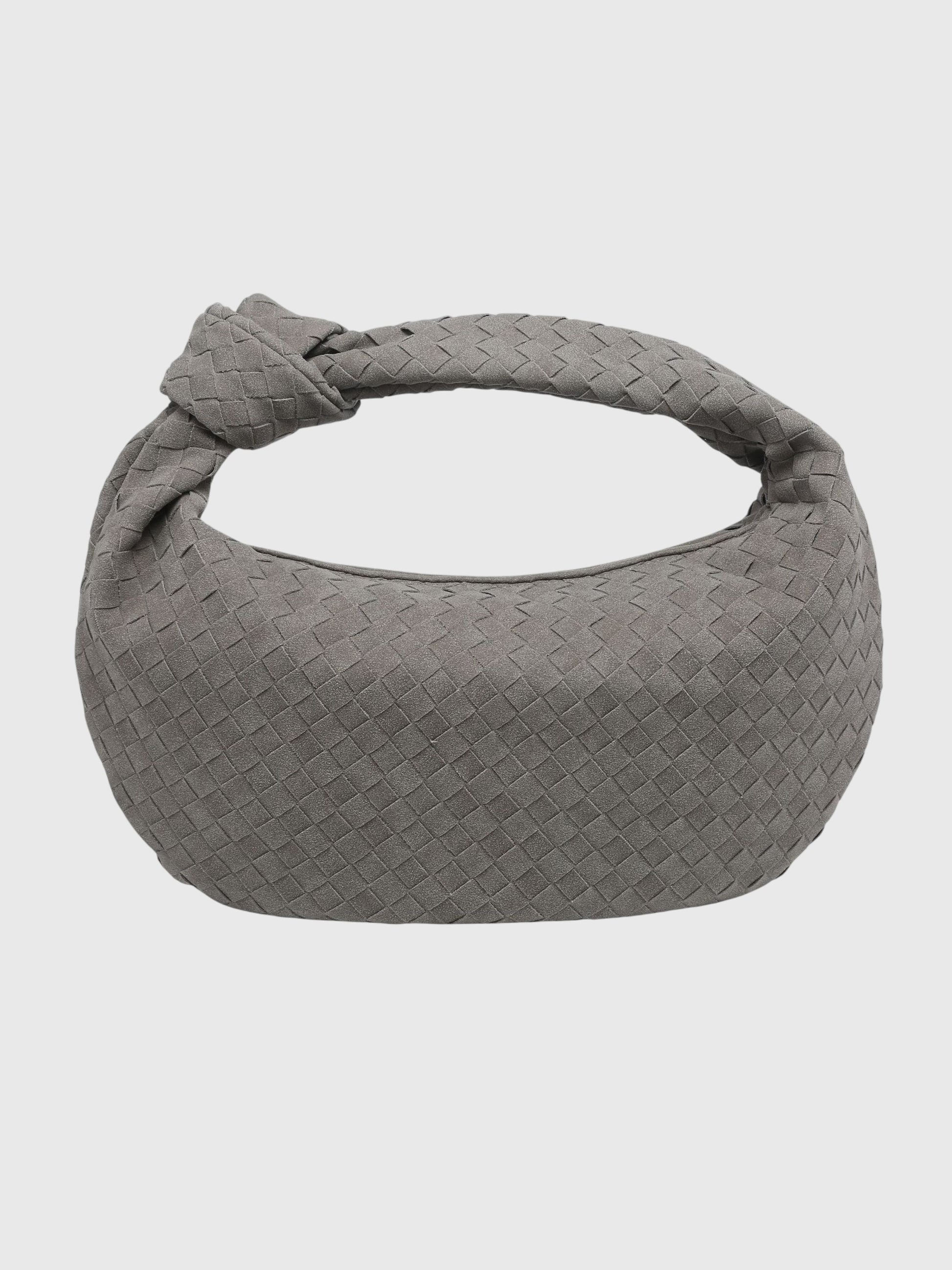 Women’s Medium Suede Woven Bag – Elegant Knotted Chic Style