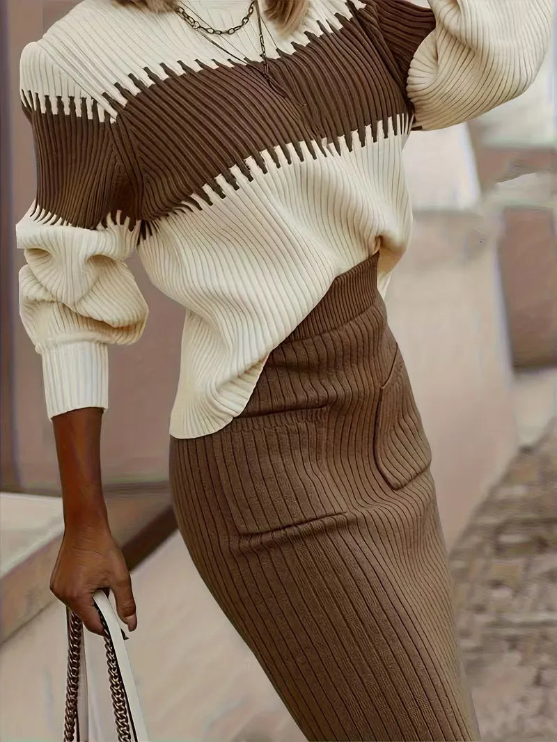 Ribbed Two-Piece Skirt Set - Coordinated and Comfortable
