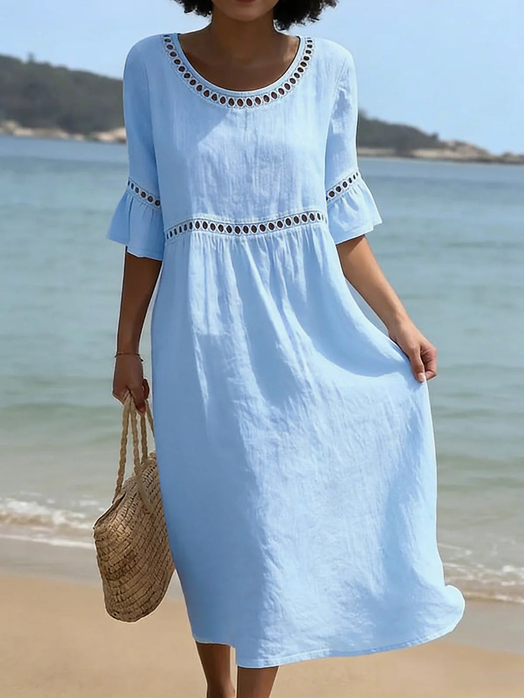 Women's Tummy-Control Midi Dress - Elegant Flattering Occasion Style