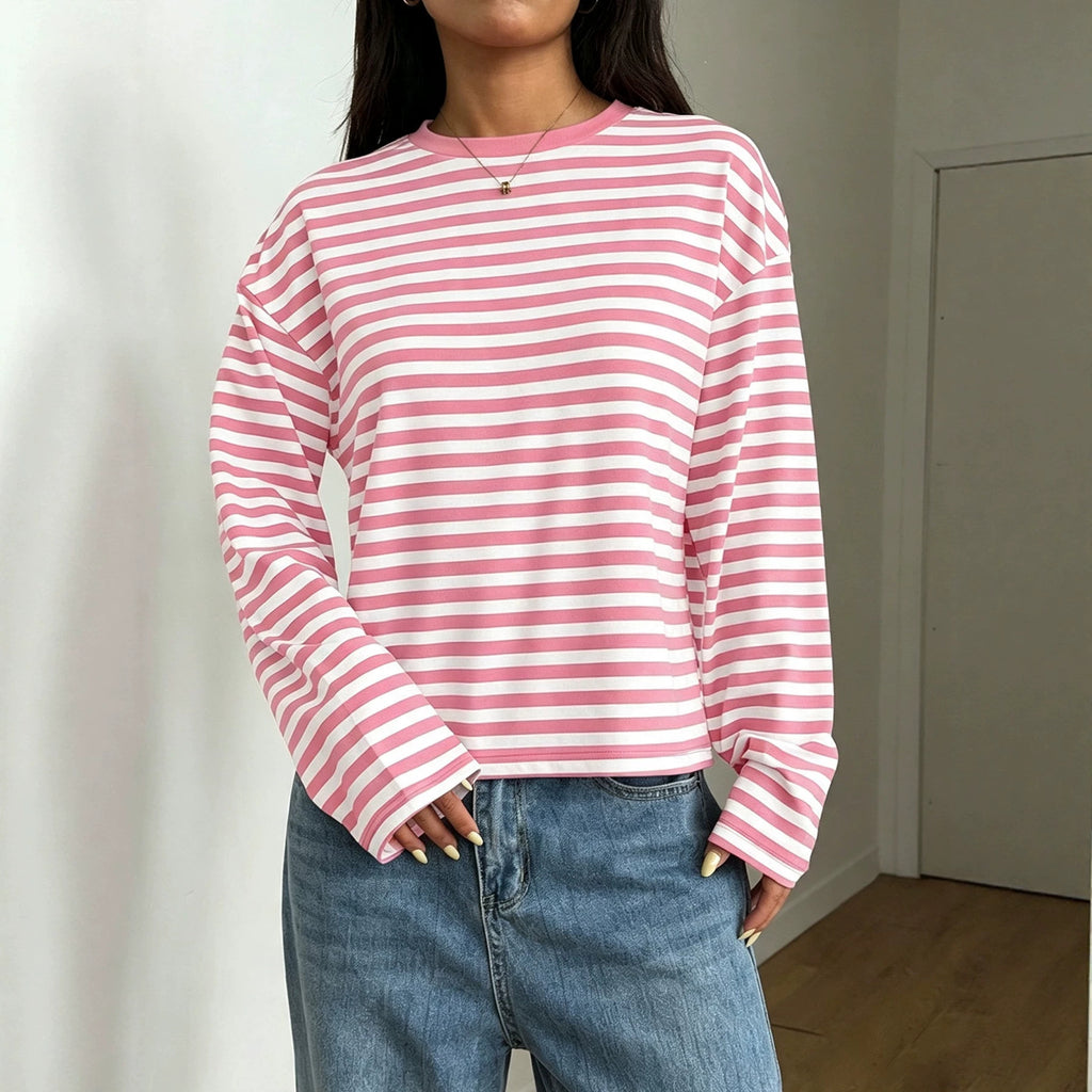 Crewneck Color-Block Shirt - Soft and Versatile