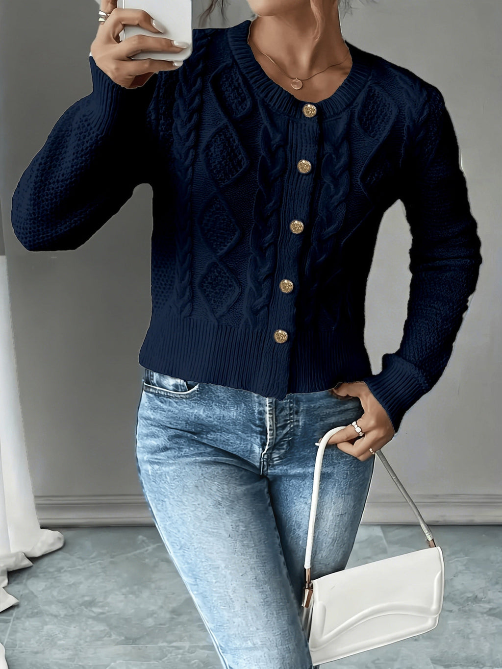 Cable-Knit Button Cardigan - Elegant and Cozy