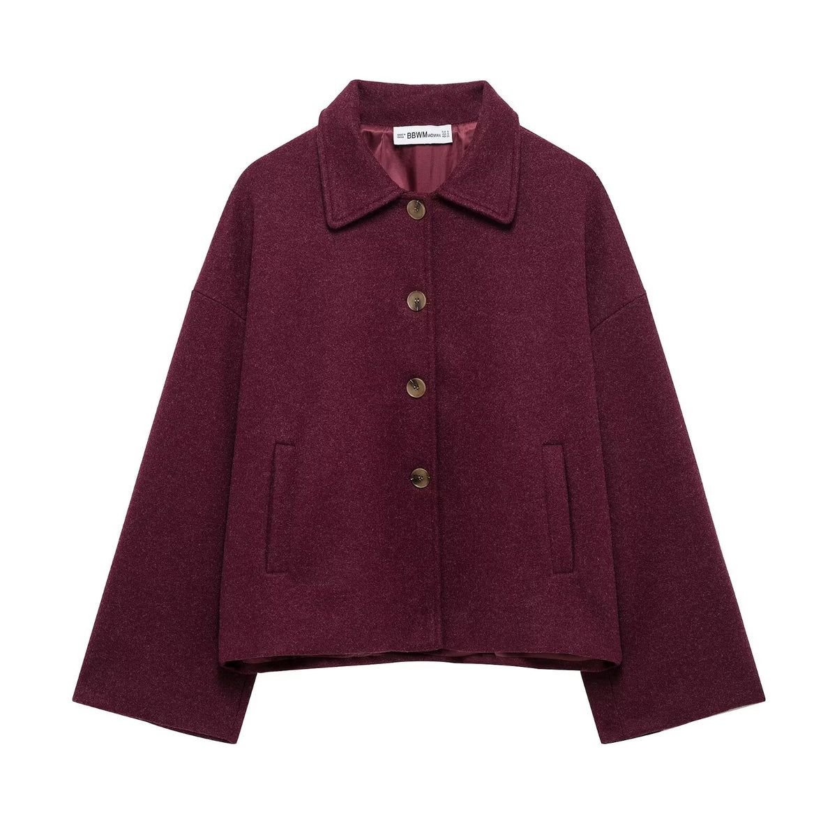 Short Notched-Collar Wool Coat - Chic and Soft