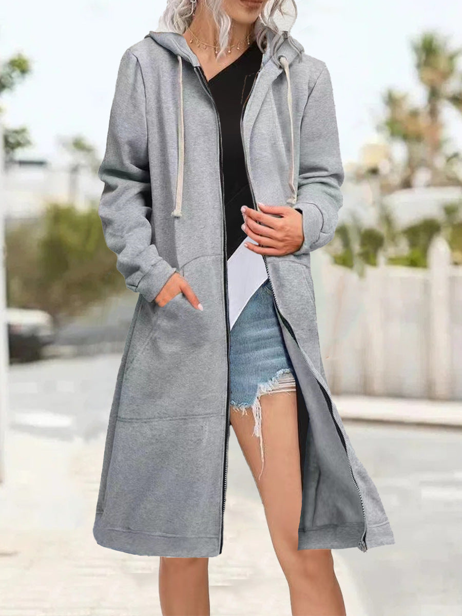Women's Zipper Cardigan Hoodie - Soft Multicolor Relaxed Layer