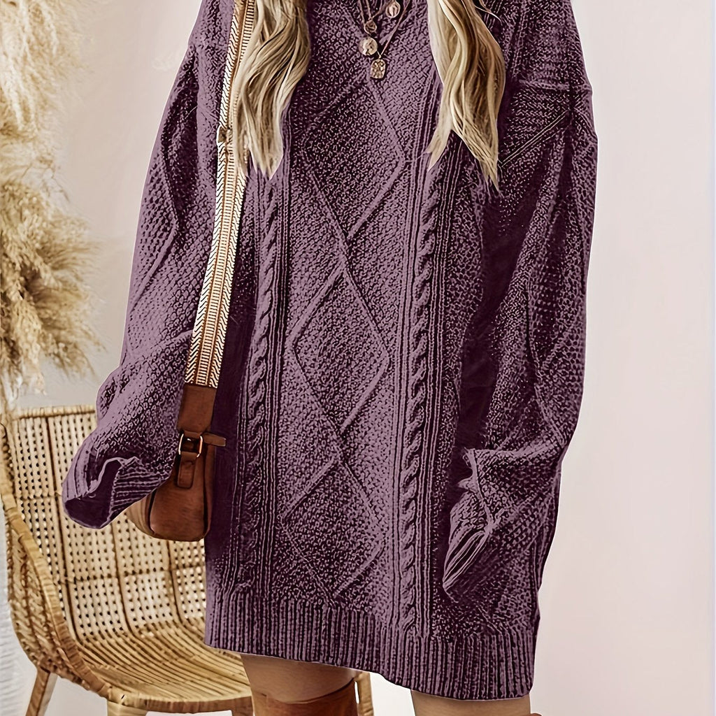 Women’s Cable Knit Sweater Dress – Warm Elegant Style