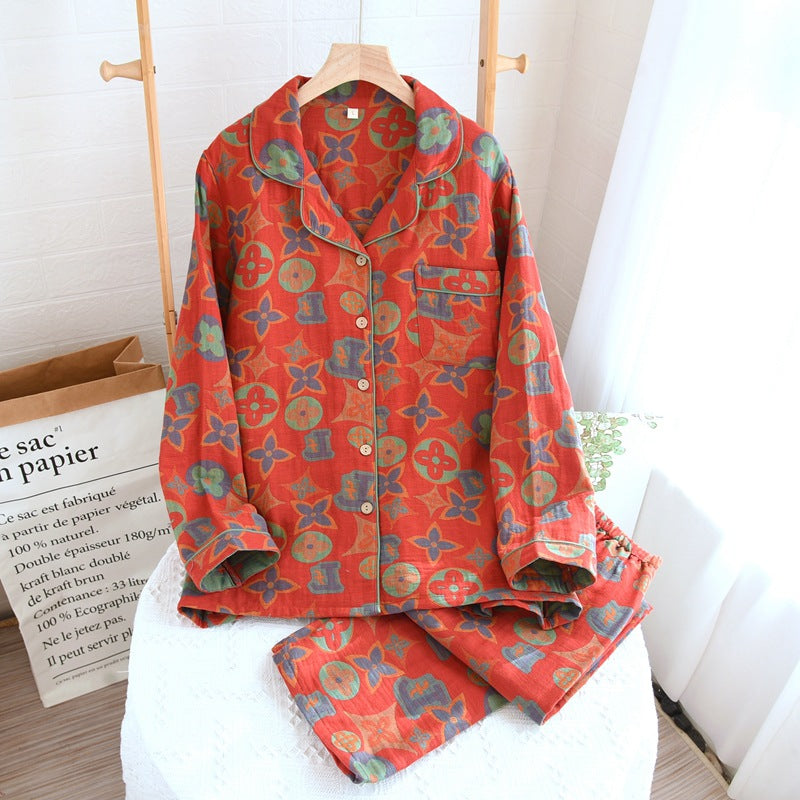 Retro katoenen pyjamaset voor dames – Zachte en comfortabele loungewear