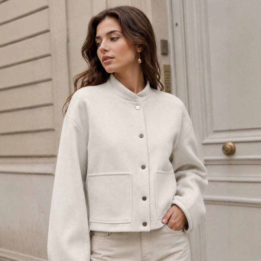 Single-Breasted Loose Jacket Top - Simple and Casual