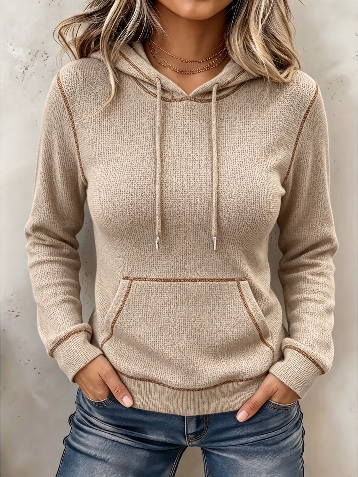 Drawstring Hooded Hoodie - Soft and Casual