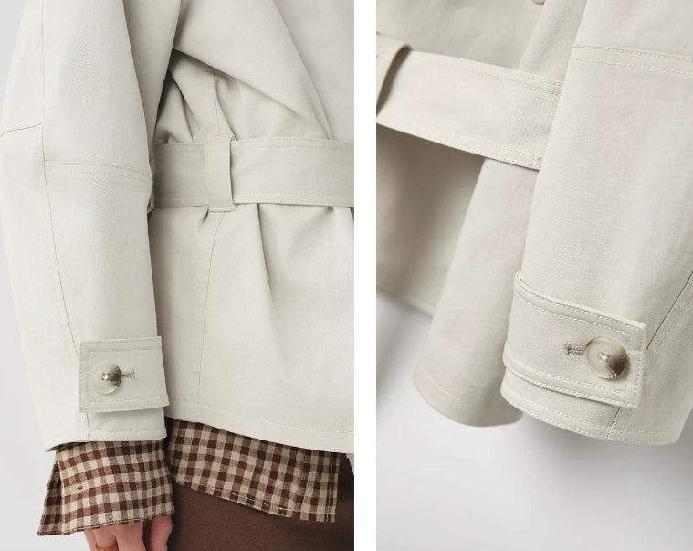 Women’s Double-Breasted Stand Collar Jacket – Tailored Petite Designer Style