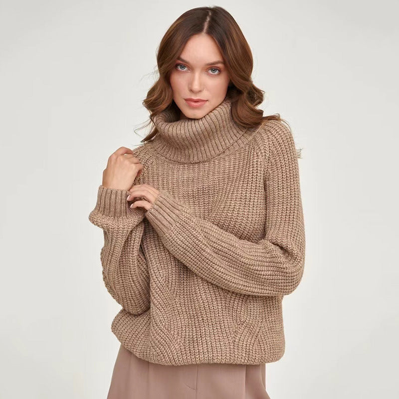 Women's Turtleneck Knit Sweater - Soft Mid Length Cozy Layer