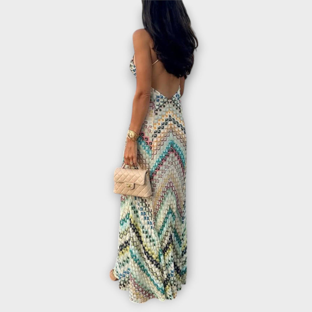 Remi Women’s Vibrant Herringbone Maxi Dress – Elegant Colorful Party Occasion Style