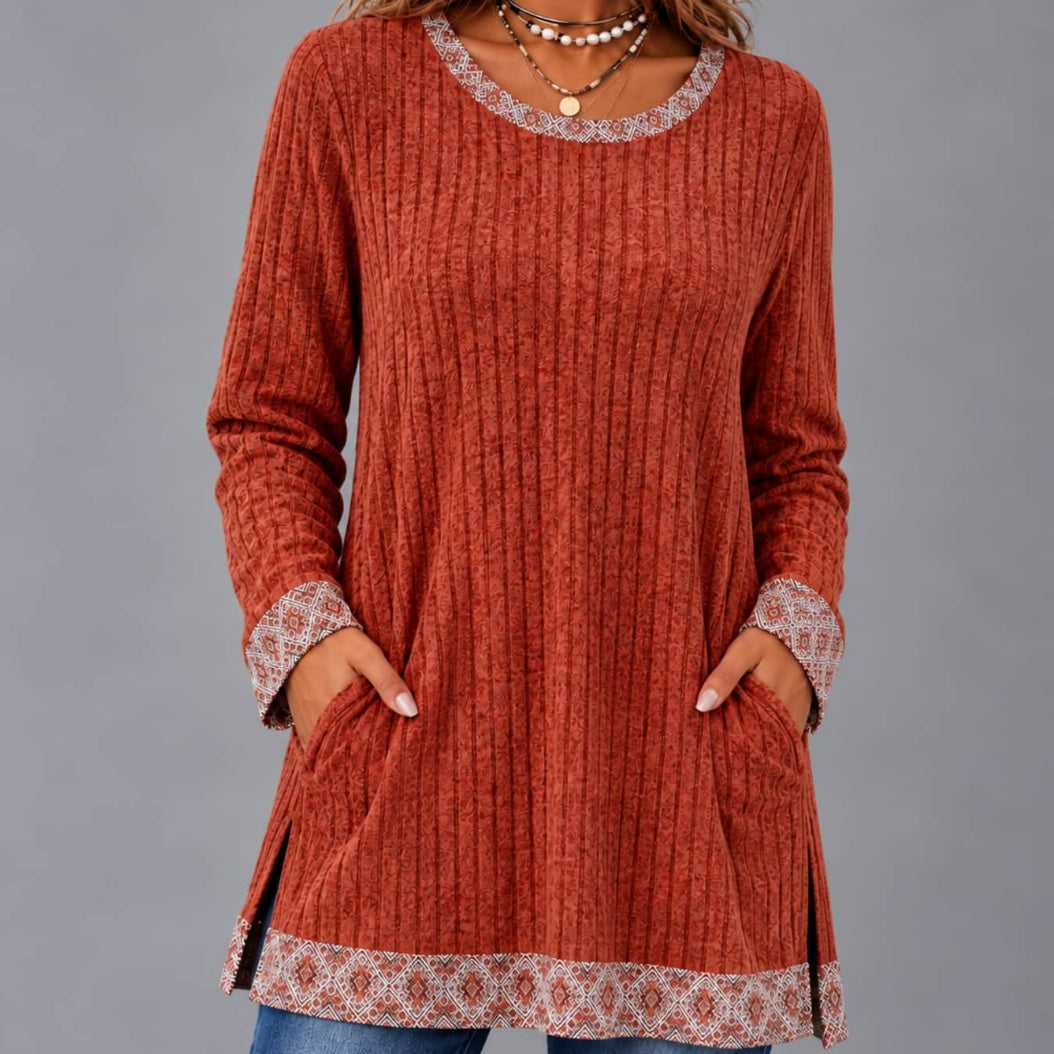 Color-Block Long Top - Casual and Modern