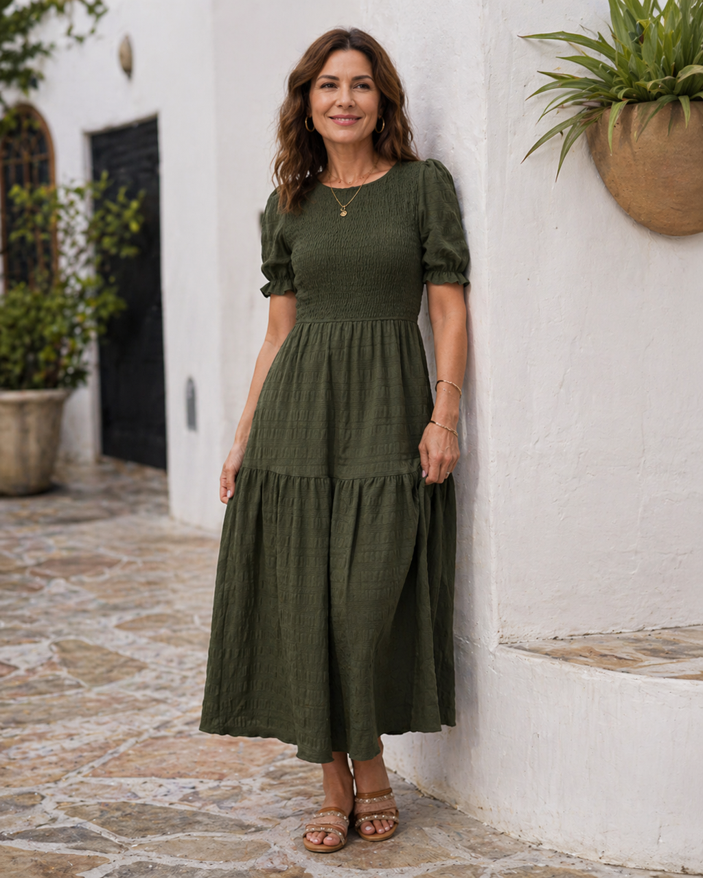 Women's Puff Sleeve Maxi Dress – Romantic Flowy Occasion Dress