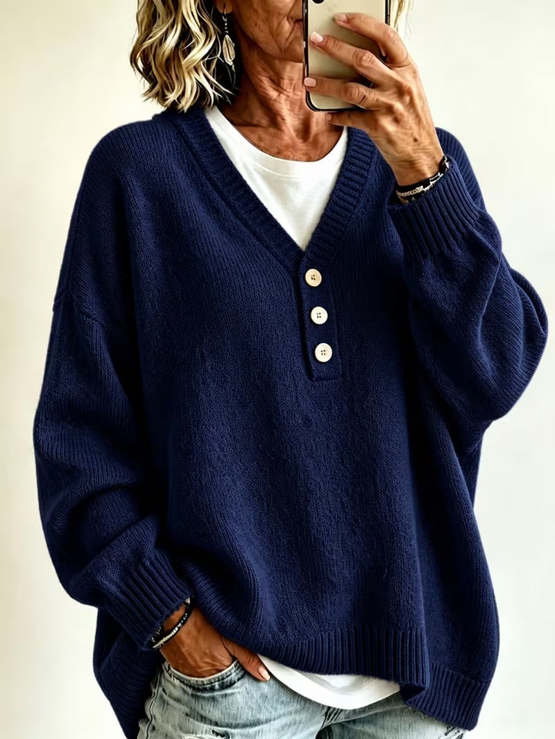 Women’s Solid Color Casual Sweater – Soft Cozy Everyday Style