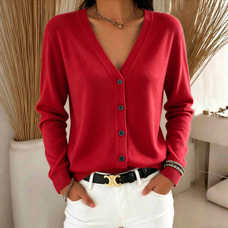 V-Neck Cardigan Sweater - Soft and Versatile