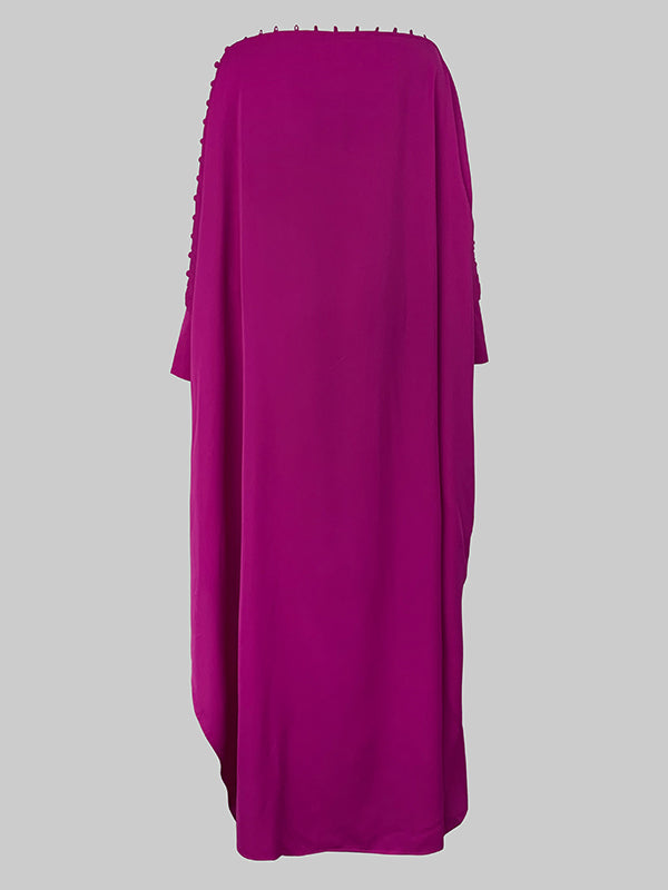 Women's Buttoned H-Line Maxi Dress – Loose Solid Color Vacation Dress