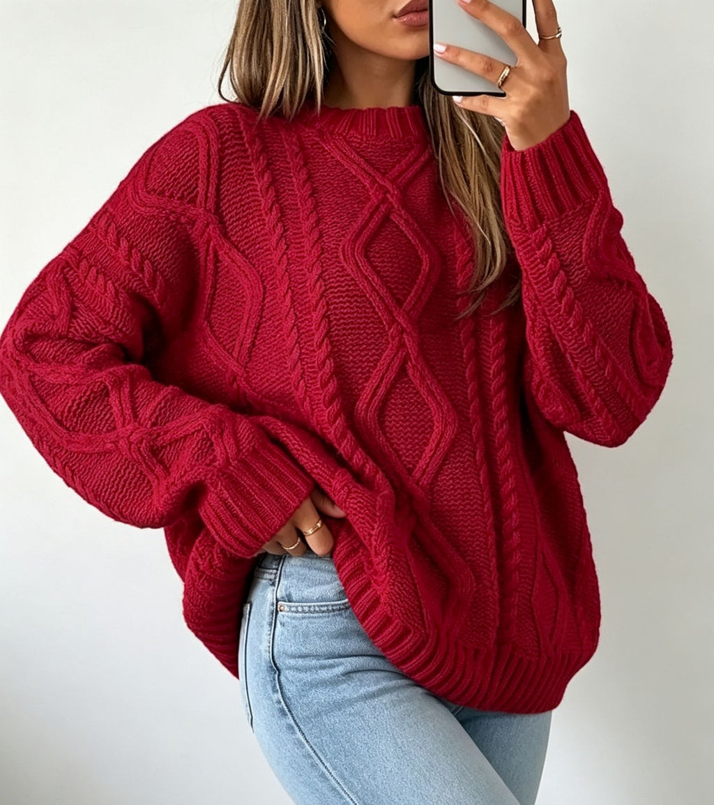 Round-Neck Loose Sweater - Soft and Casual