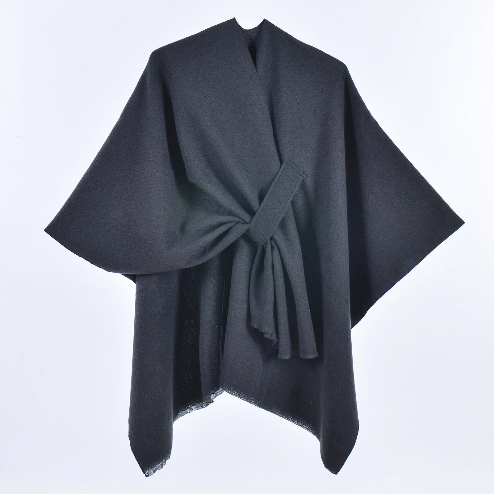 Women's Tie-Front Poncho Cape - Minimalist Loose Outerwear