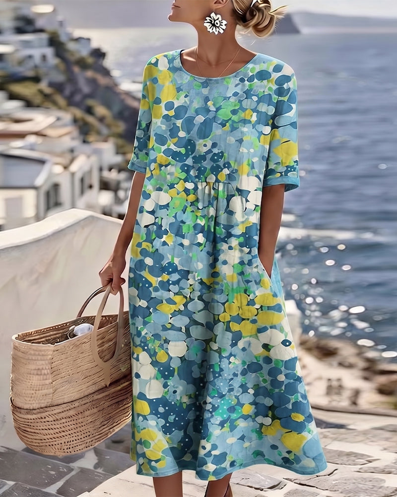 Women's Relaxed-Fit Printed Day Dress – Easy Comfortable Everyday Style