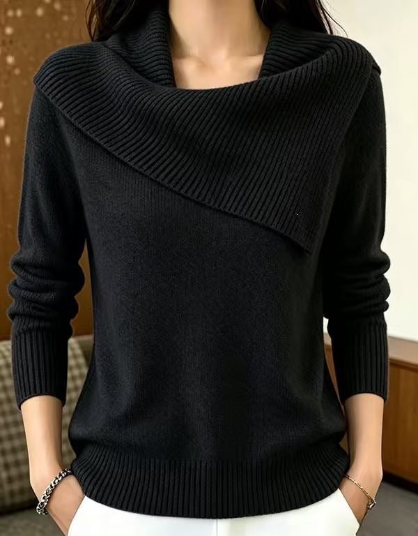 Women's Relaxed Fit Lapel Sweater - Soft Everyday Cozy Knit