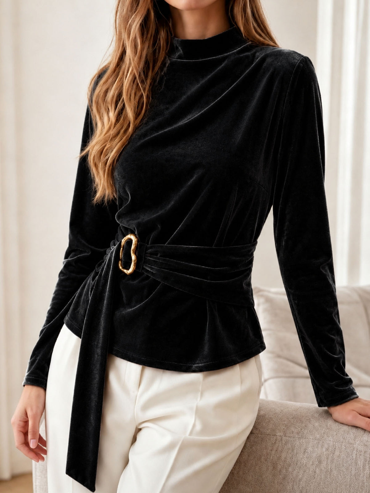 Women's Polyester Long Sleeve Top - Simple Easy Everyday Basic