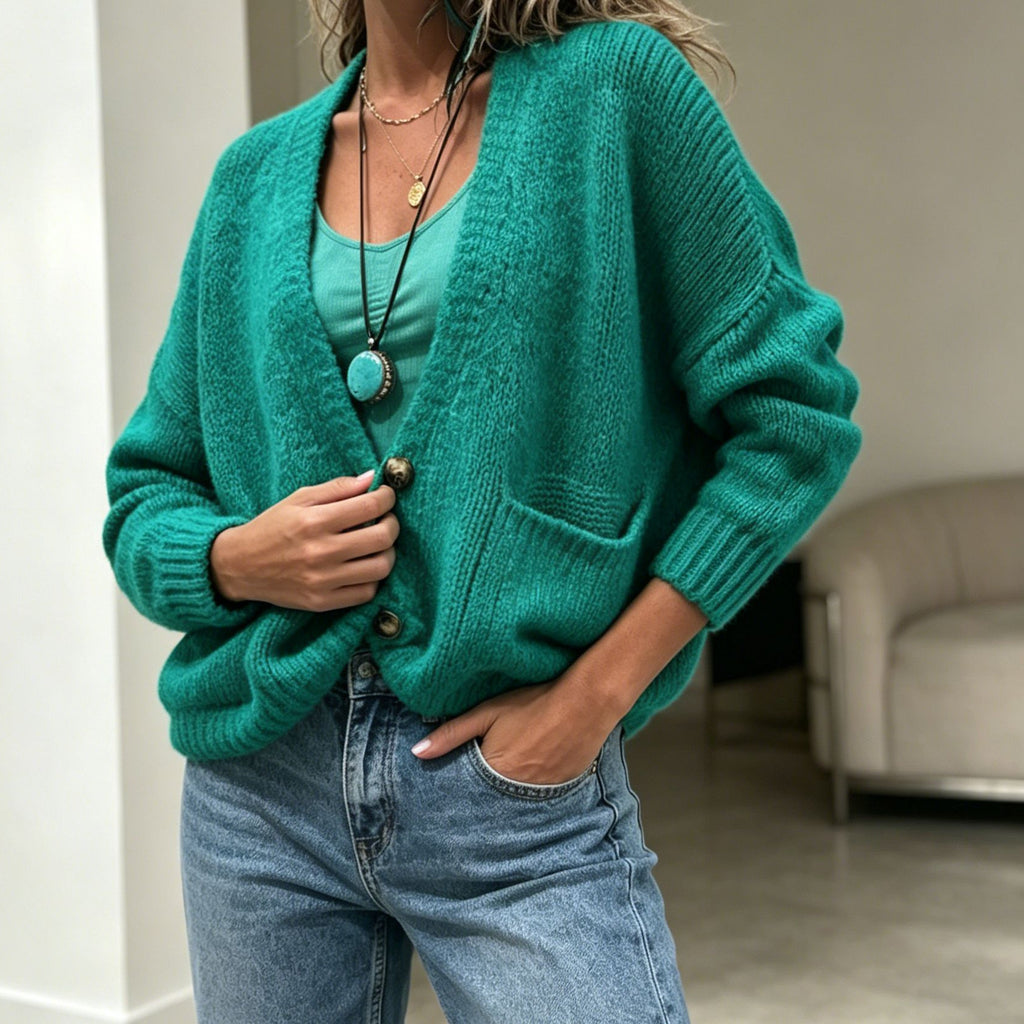 Women’s Loose-Fit Knit Cardigan – Cozy Casual Layering Outerwear Style