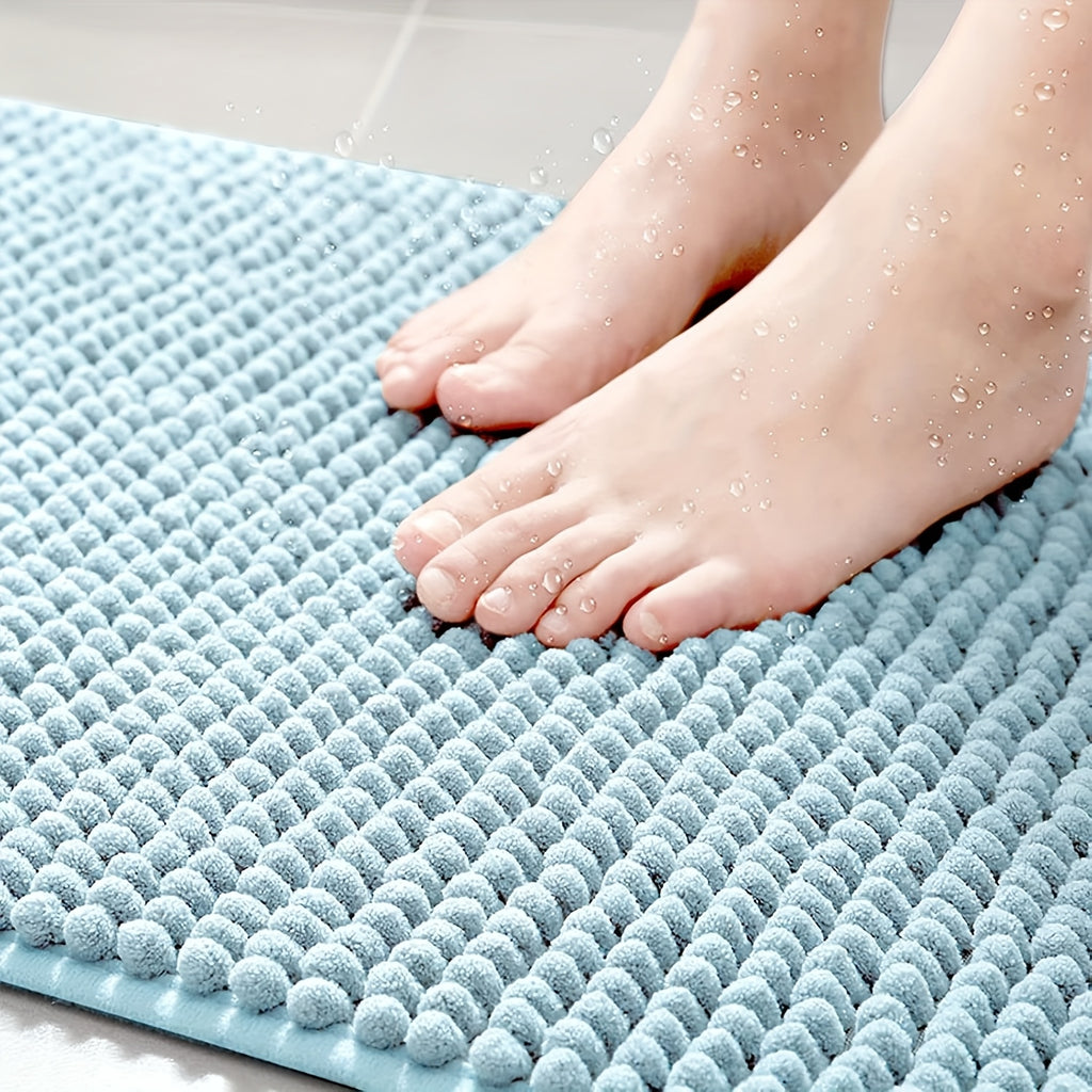 Soft Chenille Bathroom Mat – Plush Absorbent Non-Slip Quick-Dry Rug