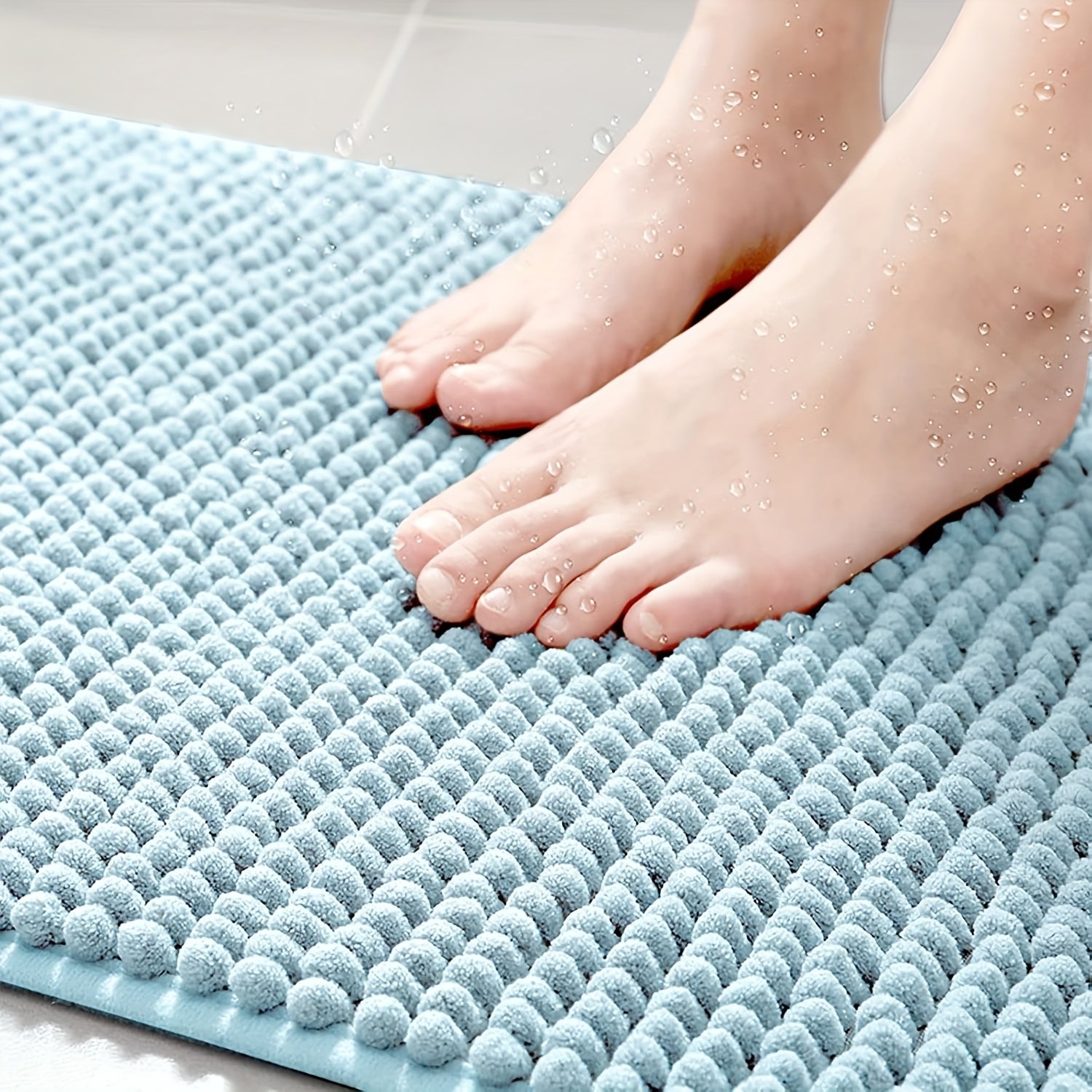 Soft Chenille Bathroom Mat – Plush Absorbent Non-Slip Quick-Dry Rug