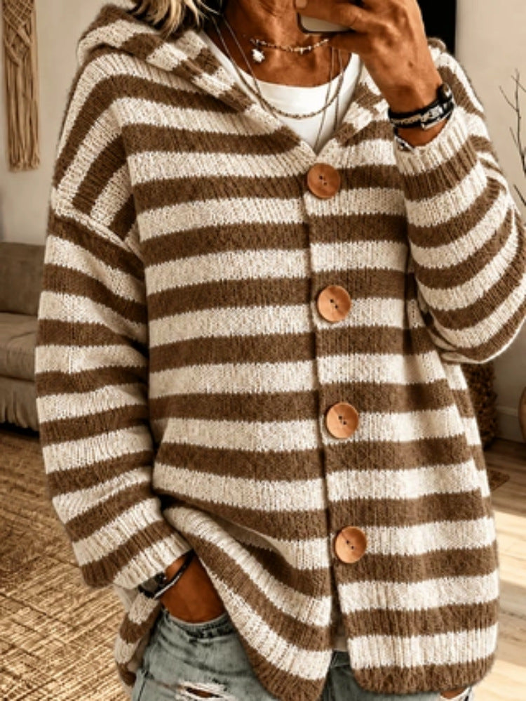 Women's Striped Knit Sweater - Soft Casual Everyday Layer