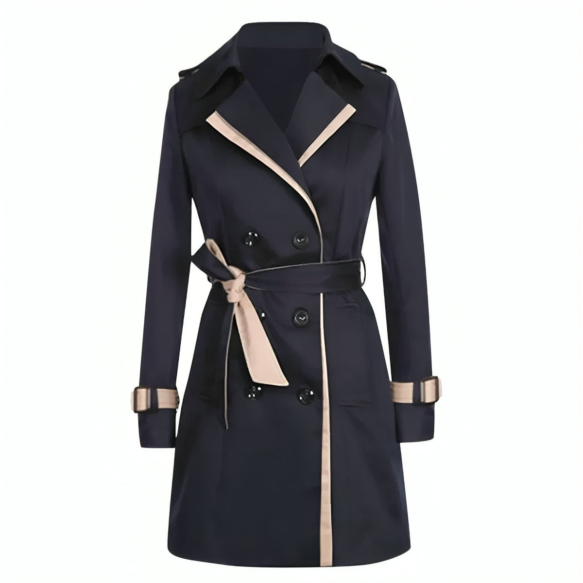 Women's Short Double-Breasted Trench Coat - Chic Belted Layer