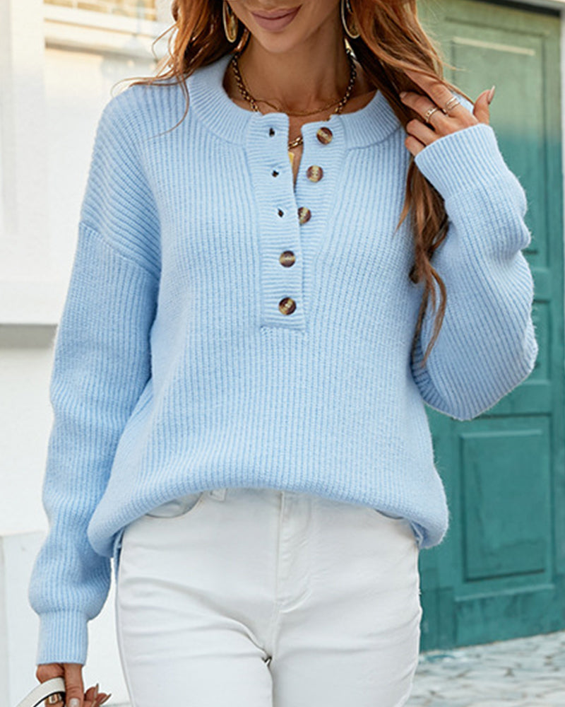 Women's Chunky Crew Neck Sweater - Soft Everyday Cozy Knit
