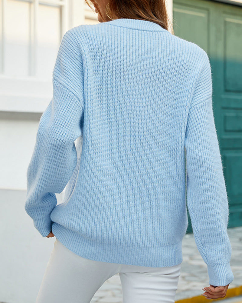 Women's Chunky Crew Neck Sweater - Soft Everyday Cozy Knit