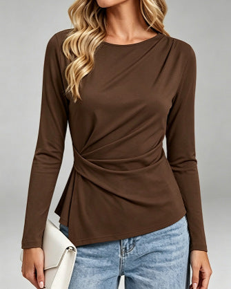 Twisted-Pleat Long-Sleeve Top - Clean and Flattering