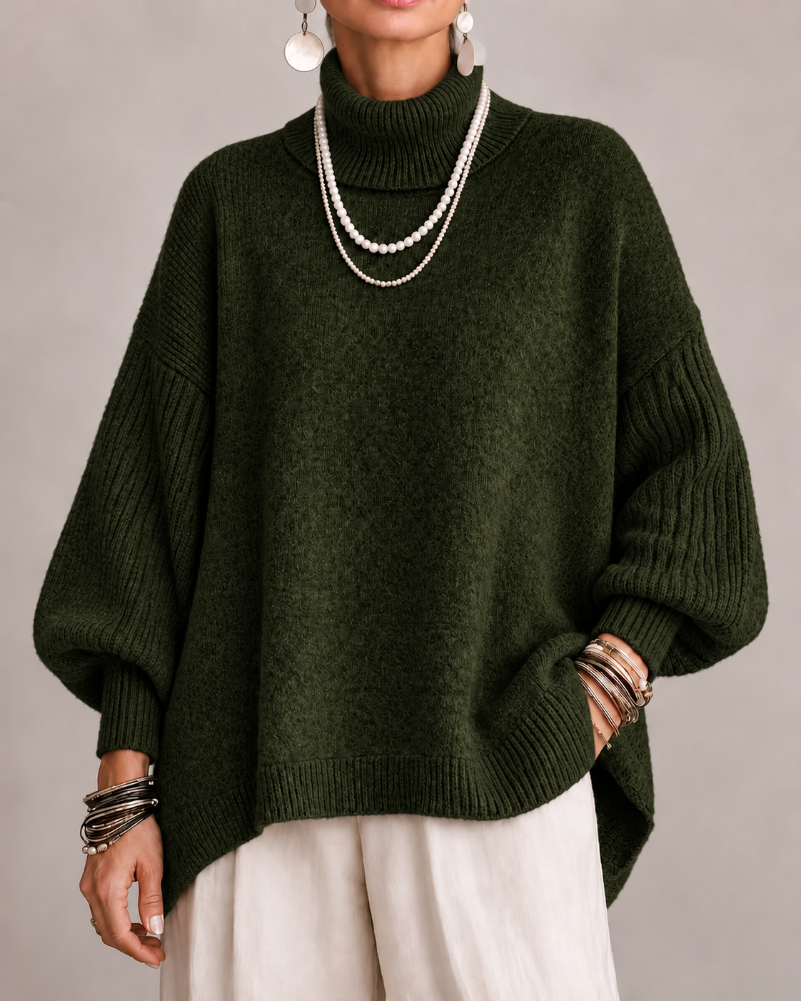 Women’s Soft Draped Sweater – Warm Elegant Knit