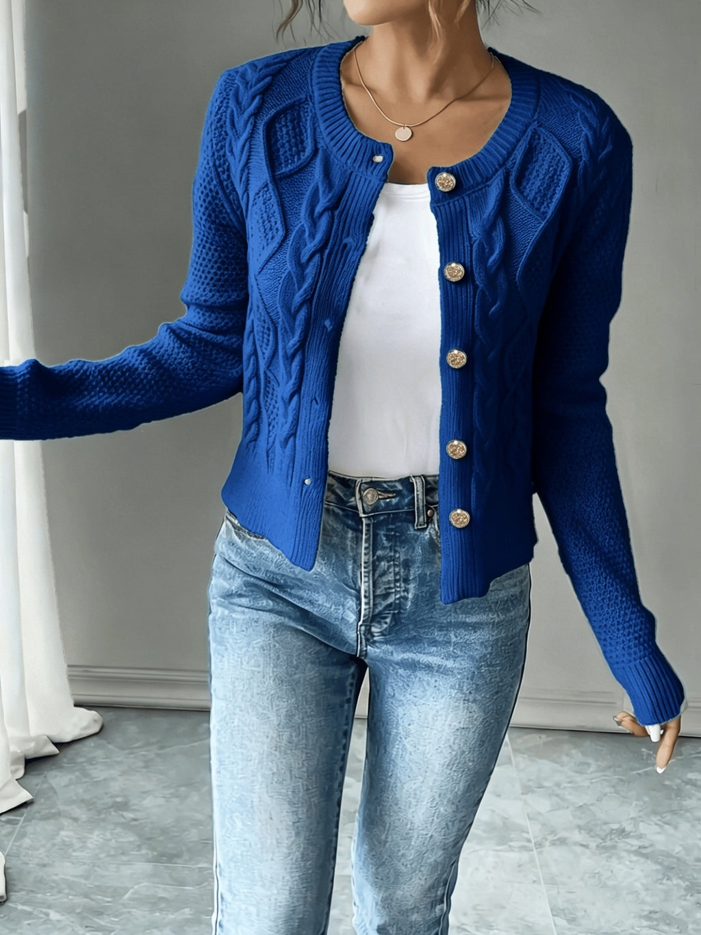 Cable-Knit Button Cardigan - Elegant and Cozy