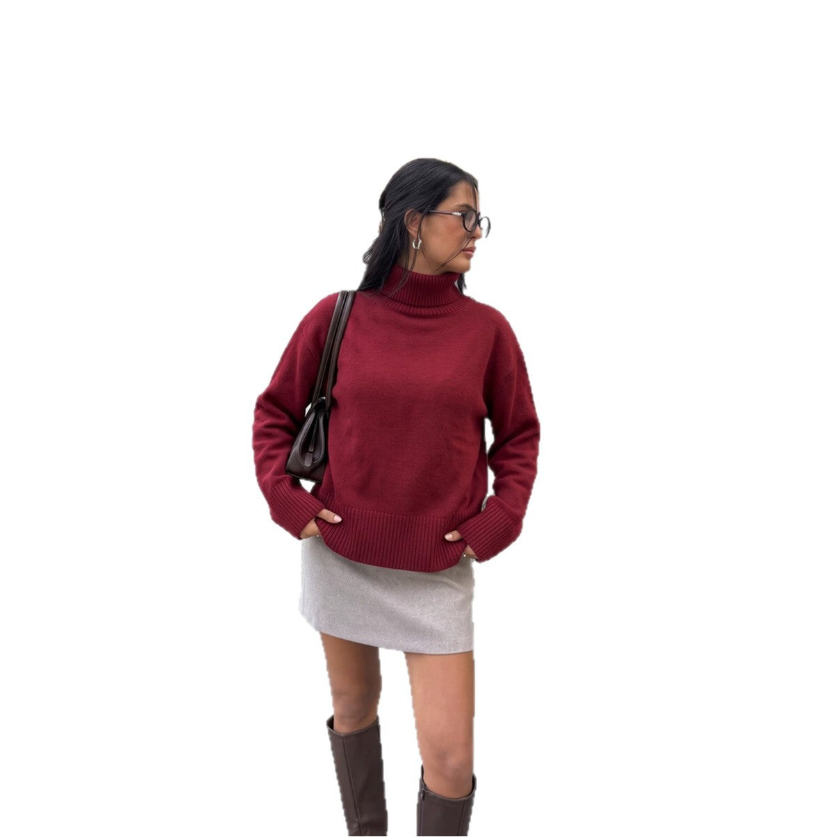 Women’s Solid Color Loose-Fit Knit Sweater – Cozy Casual Everyday Style