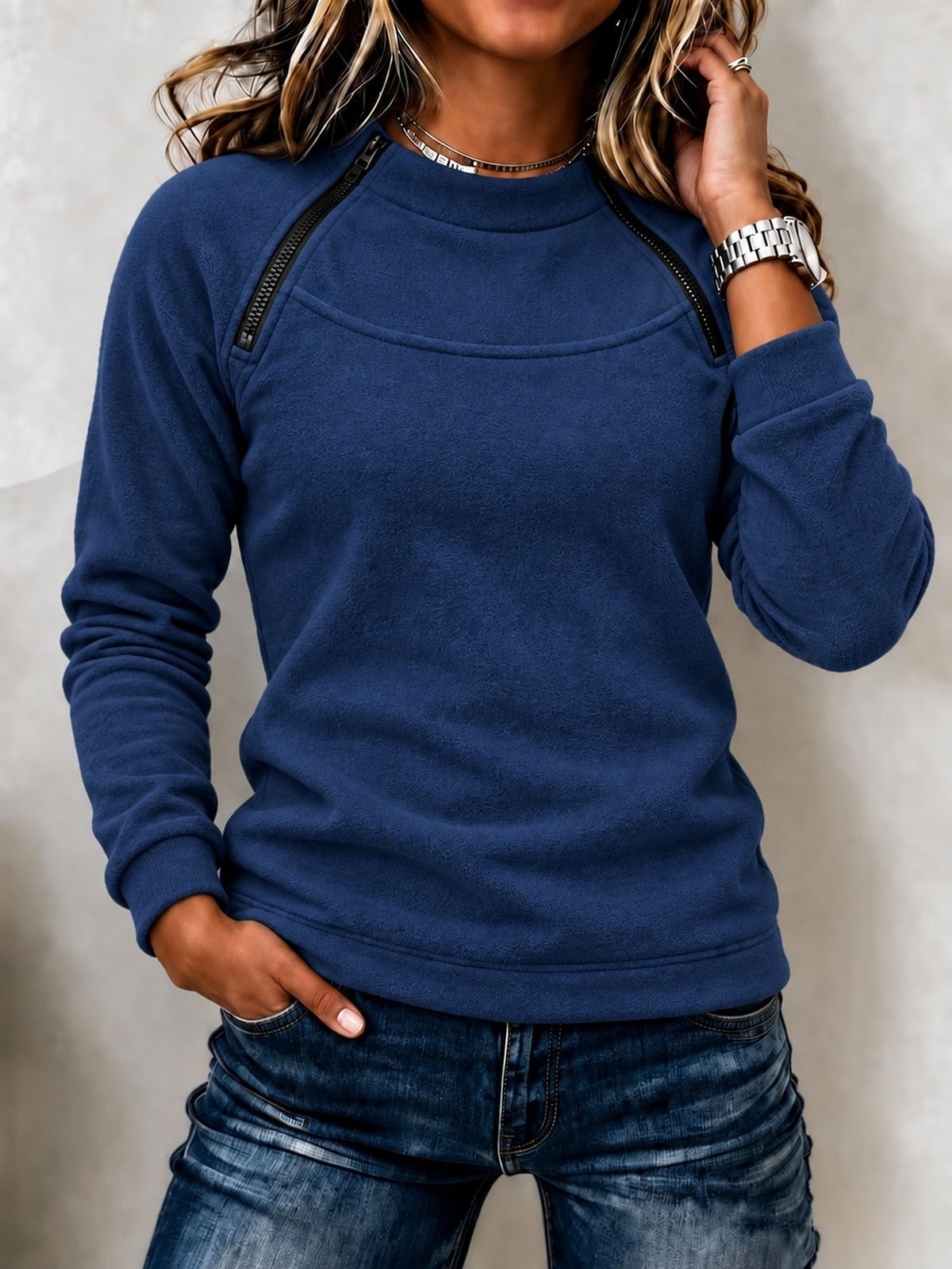 Stand-Collar Thermal Sweatshirt - Warm and Casual