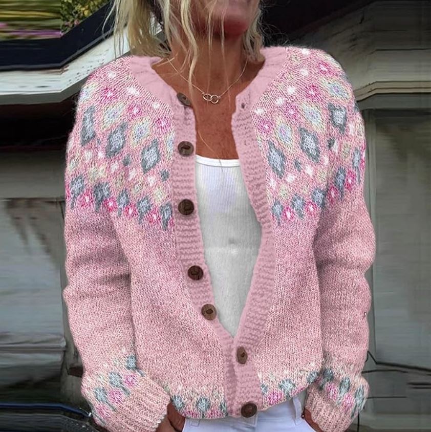 Women’s Pink Comfort Cardigan – Soft Cozy Casual Layering Style