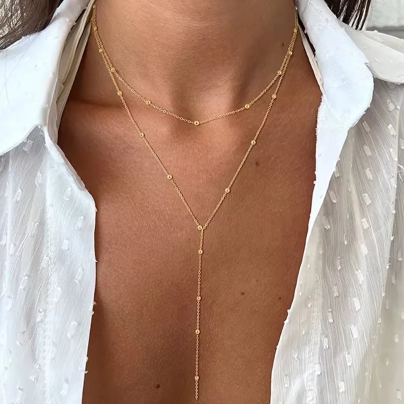 Rice Pearl Fringe Necklace - Delicate and Polished