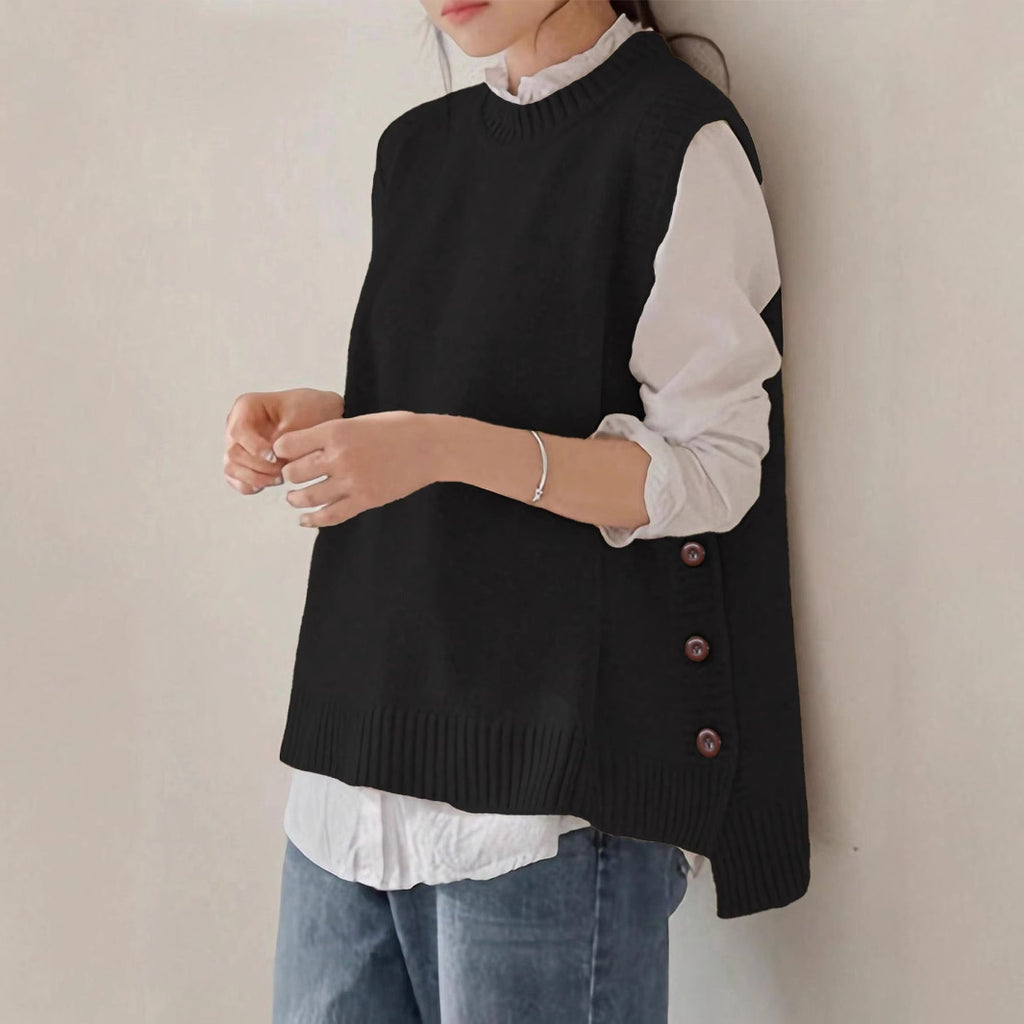 Women’s Retro Sleeveless Sweater Vest – Vintage Cozy Layering Style