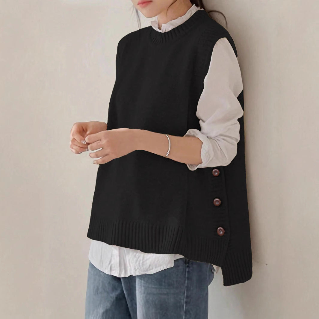 Women’s Retro Sleeveless Sweater Vest – Vintage Cozy Layering Style