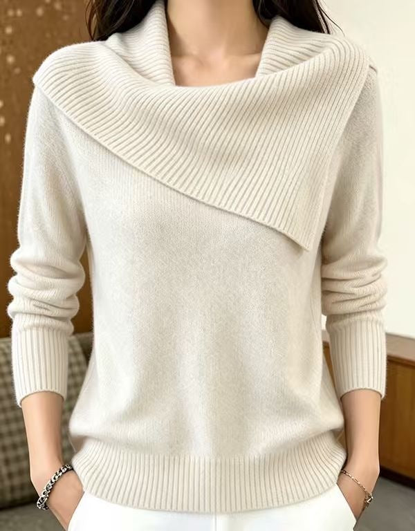 Women's Relaxed Fit Lapel Sweater - Soft Everyday Cozy Knit