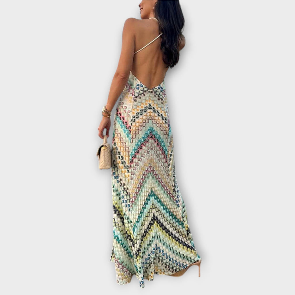 Remi Women’s Vibrant Herringbone Maxi Dress – Elegant Colorful Party Occasion Style