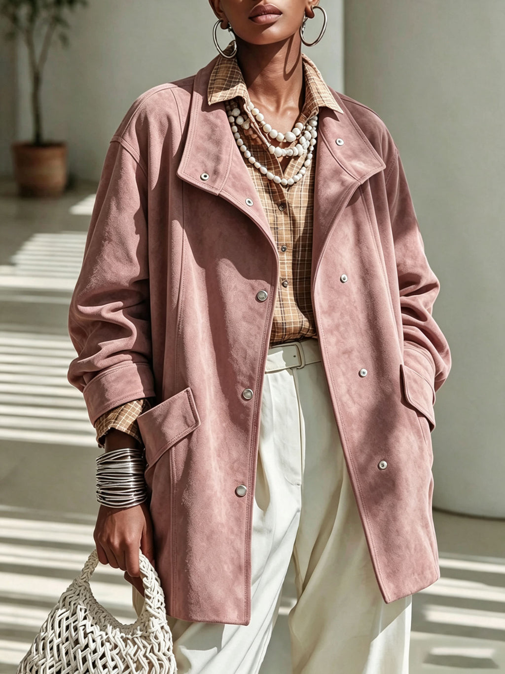 Mandarin-Collar Mid-Length Coat - Elegant and Warm