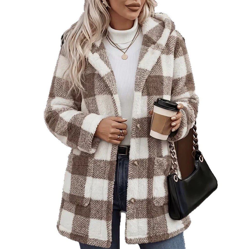 Retro Plaid Pocket Coat - Warm and Casual