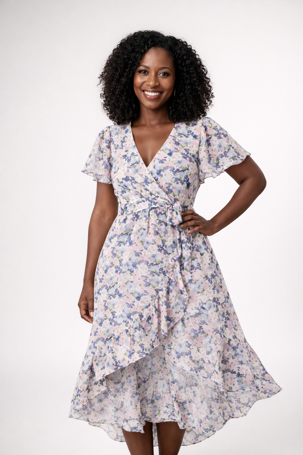 Women's Floral Midi Dress – Romantic Summer Occasion Dress