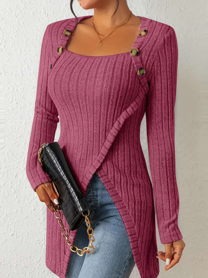 Women's One Shoulder Ribbed Top - Fitted Modern Daywear Essential