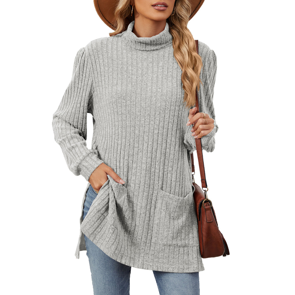 Loose Half-High-Neck T-Shirt - Easy and Practical