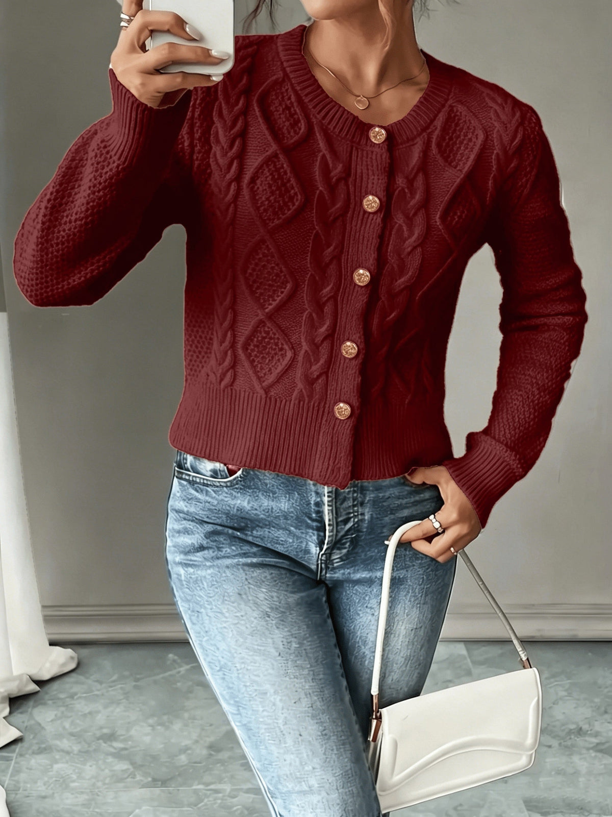 Cable-Knit Button Cardigan - Elegant and Cozy